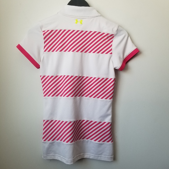 Under armour women's pink & white golf polo shirt - Picture 2 of 9